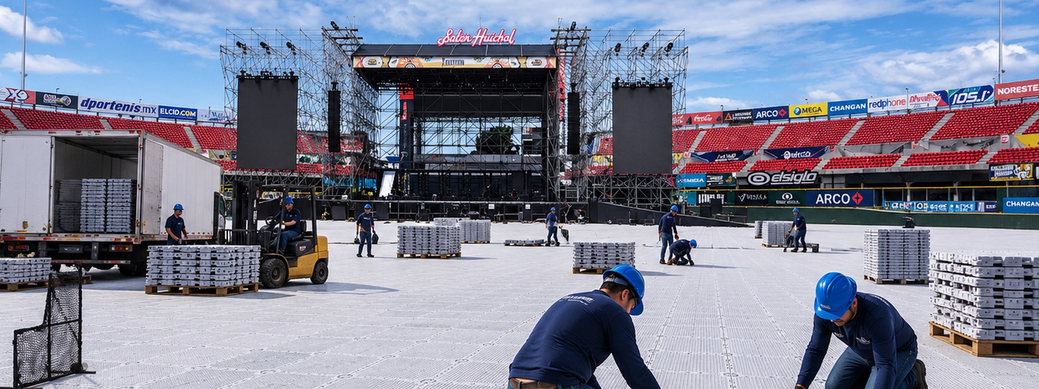 Escenario de gran evento sobre piso modular